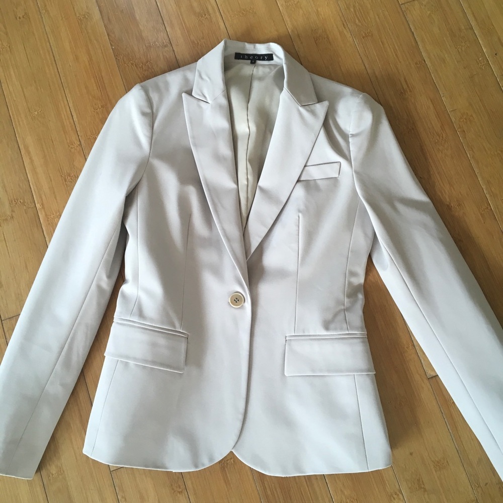 Theory beige jacket, synthetic texture
